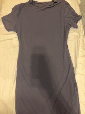 SKIMS Short Sleeve Crewneck Tee Dress in Navy